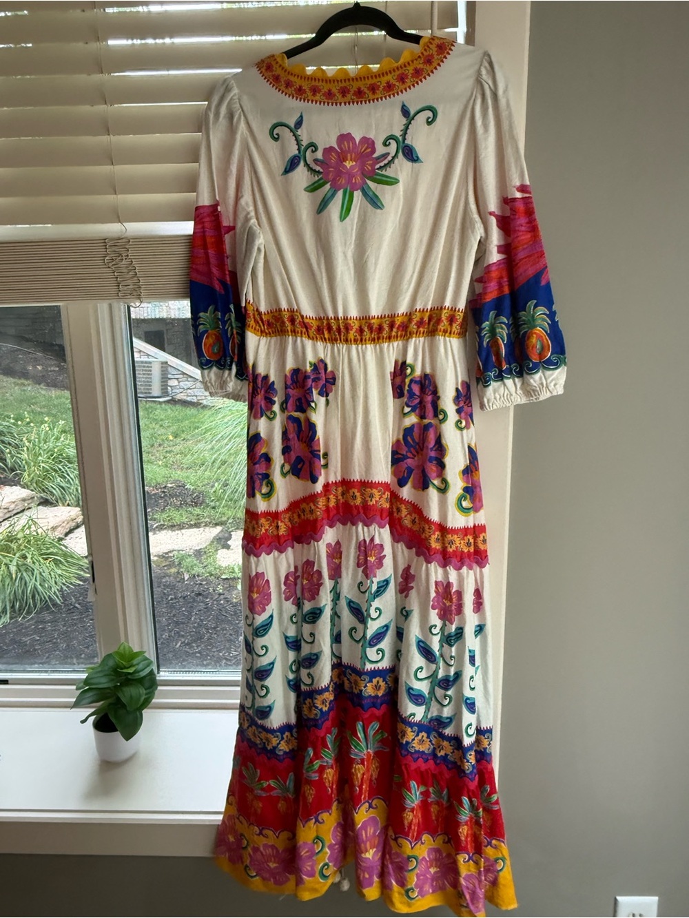 FARM Rio White Maxi Dress with Pink, Red & Blue Floral Embroidery - Picture 2 of 3